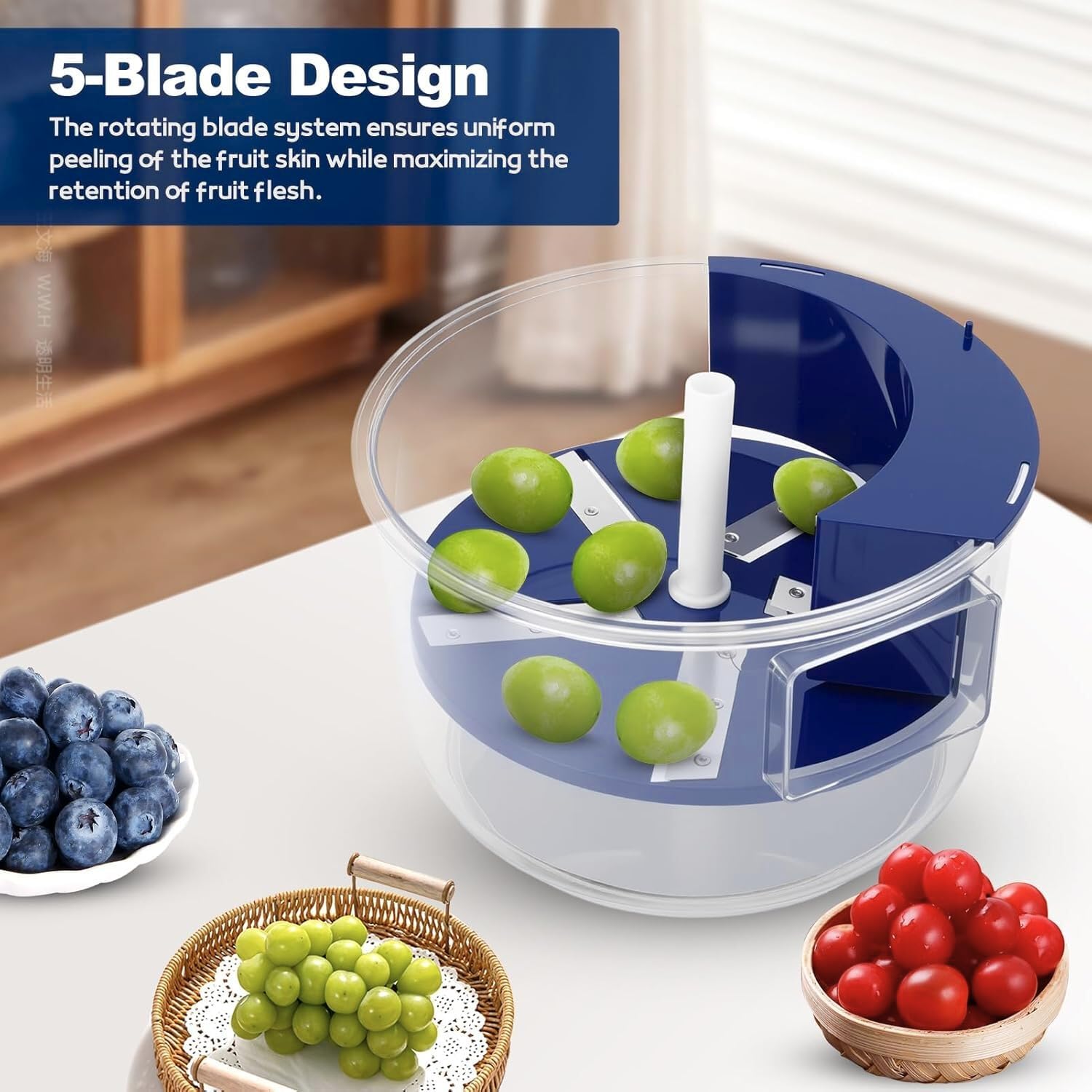 Multipurpose Automatic Fruit & Vegetable Peeler, Rechargeable Electric Peeler with 5 Blades,